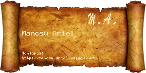 Mancsu Ariel névjegykártya